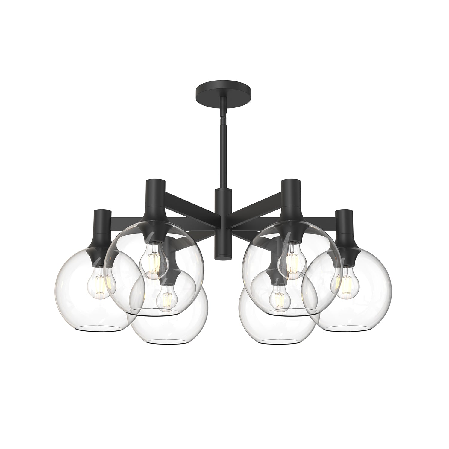 Castilla 29-in Clear Glass/Matte Black 6 Lights Chandelier by Alora Lighting | CH506230MBCL | Alora Lighting