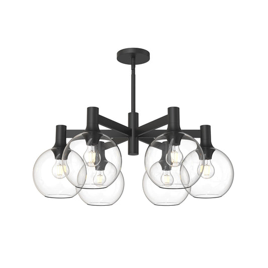 Castilla 29-in Clear Glass/Matte Black 6 Lights Chandelier by Alora Lighting | CH506230MBCL | Alora Lighting