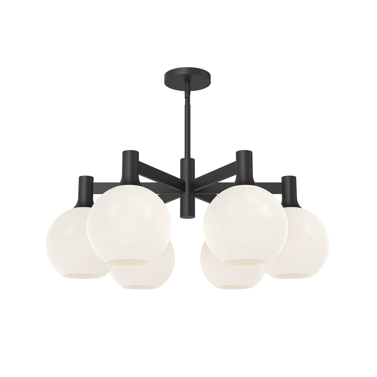 Castilla 29-in Matte Black/Opal Matte Glass 6 Lights Chandelier by Alora Lighting | CH506230MBOP | Alora Lighting