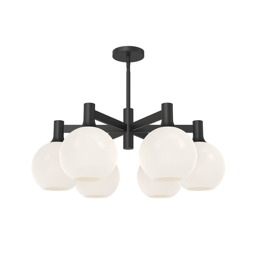 Castilla 29-in Matte Black/Opal Matte Glass 6 Lights Chandelier by Alora Lighting | CH506230MBOP | Alora Lighting