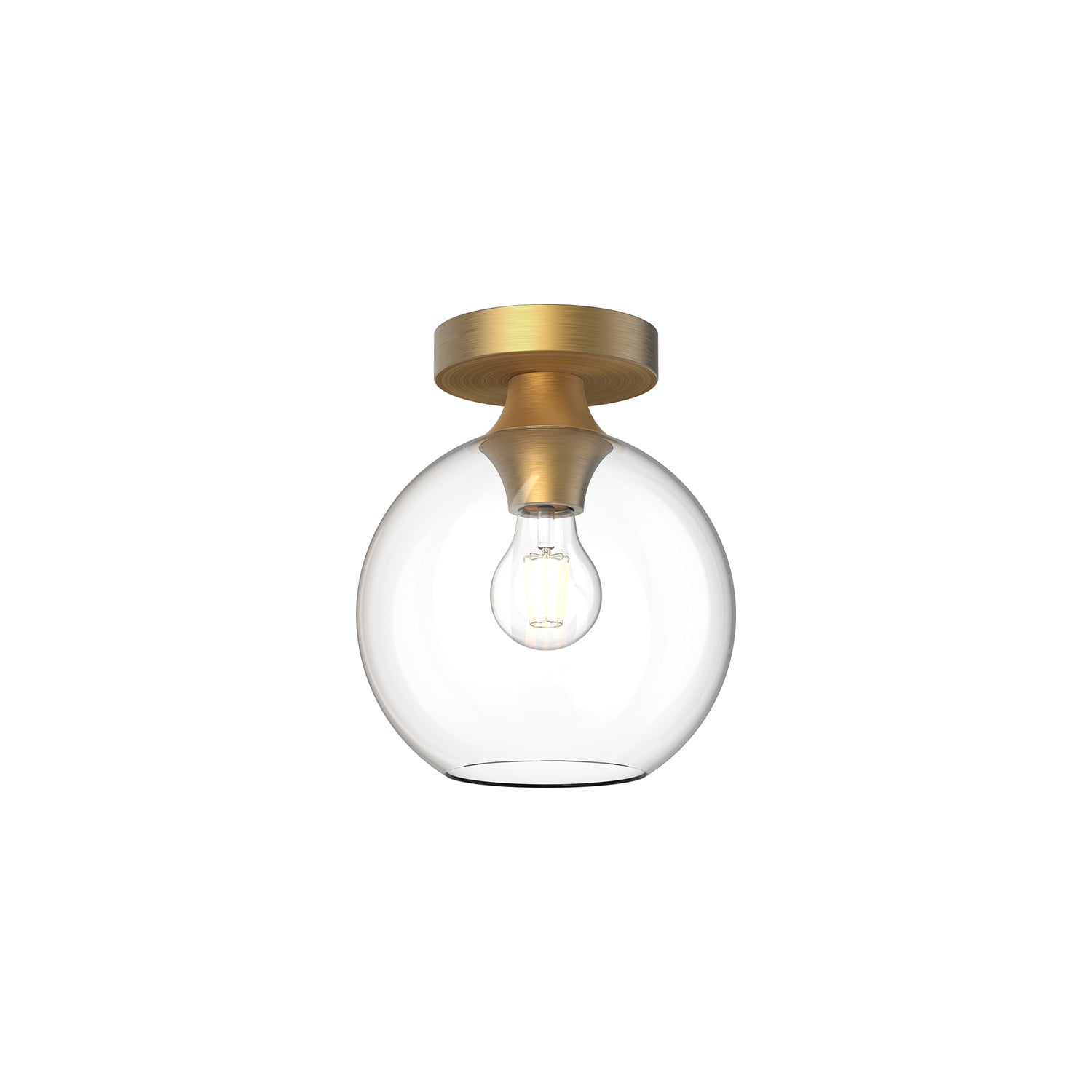 Castilla 8-in Aged Gold/Clear Glass 1 Light Flush Mount by Alora Lighting | FM506108AGCL | Alora Lighting