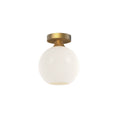 Load image into Gallery viewer, Castilla 8-in Aged Gold/Opal Matte Glass 1 Light Flush Mount by Alora Lighting | FM506108AGOP | Alora Lighting
