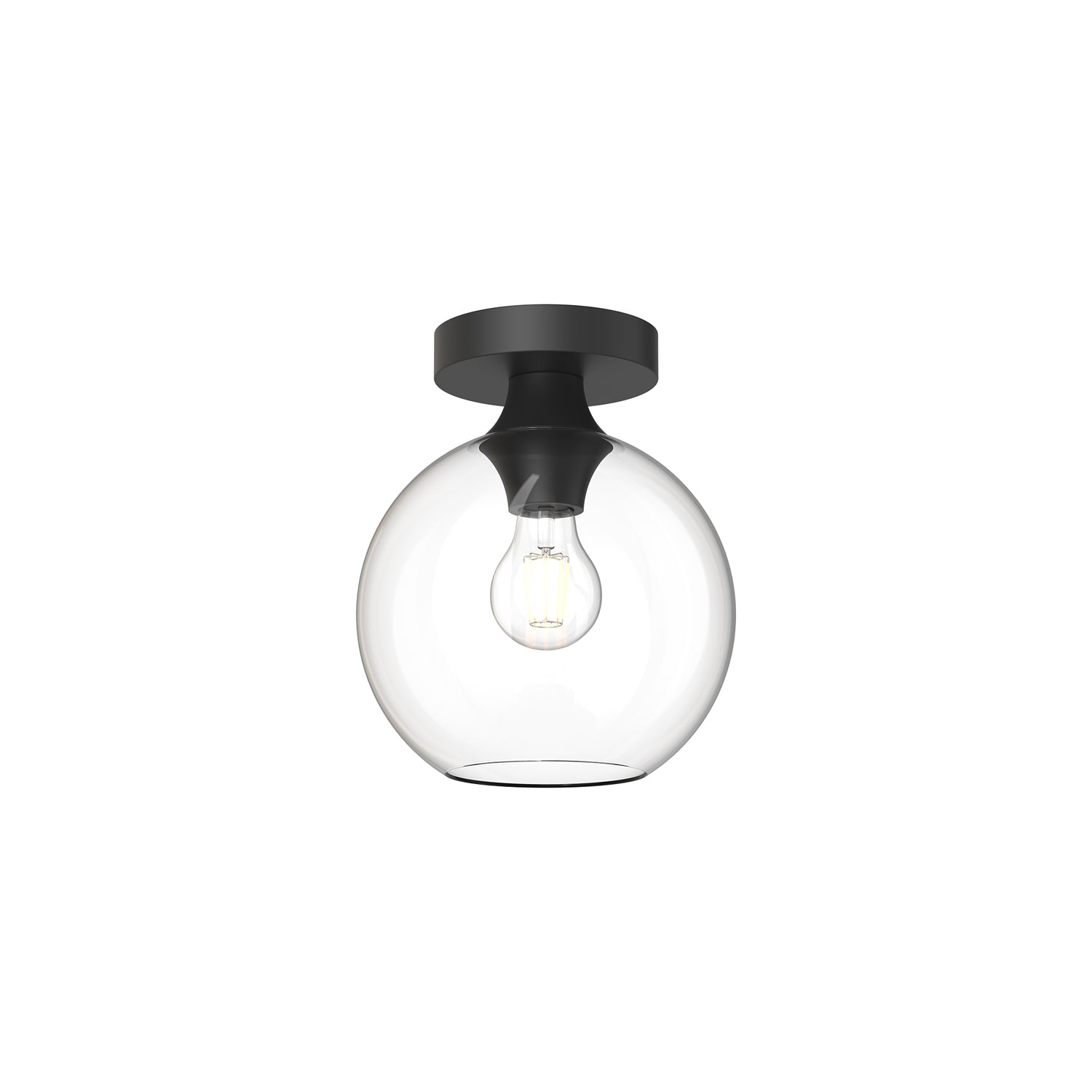 Castilla 8-in Clear Glass/Matte Black 1 Light Flush Mount by Alora Lighting | FM506108MBCL | Alora Lighting