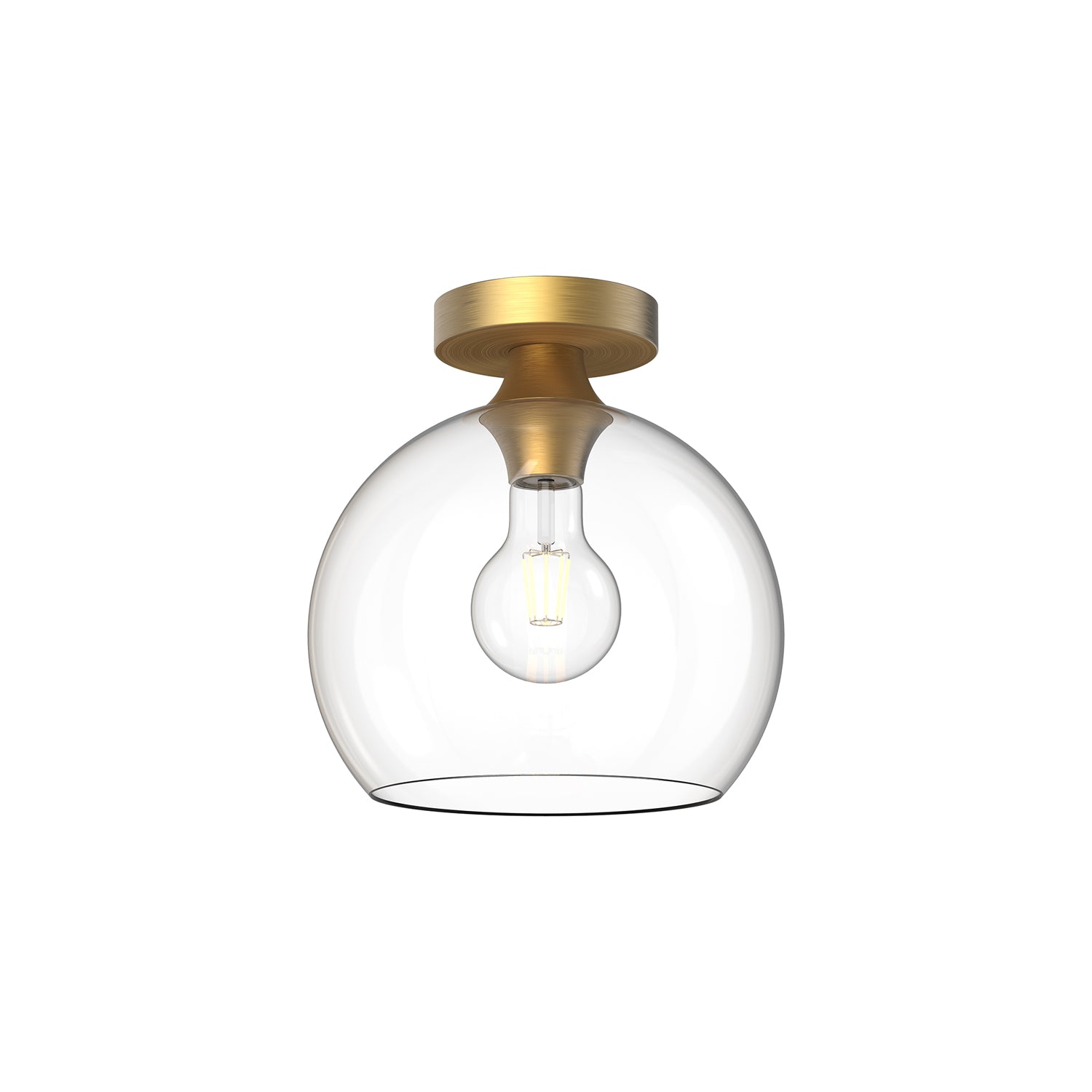 Castilla 10-in Aged Gold/Clear Glass 1 Light Flush Mount by Alora Lighting | FM506210AGCL | Alora Lighting