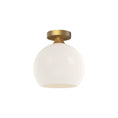 Load image into Gallery viewer, Castilla 10-in Aged Gold/Opal Matte Glass 1 Light Flush Mount by Alora Lighting | FM506210AGOP | Alora Lighting
