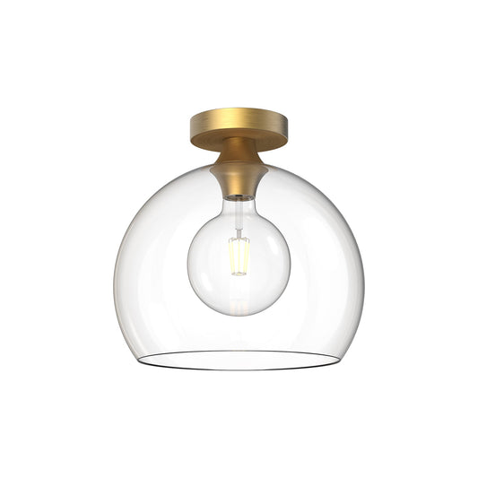 Castilla 12-in Aged Gold/Clear Glass 1 Light Flush Mount by Alora Lighting | FM506312AGCL | Alora Lighting