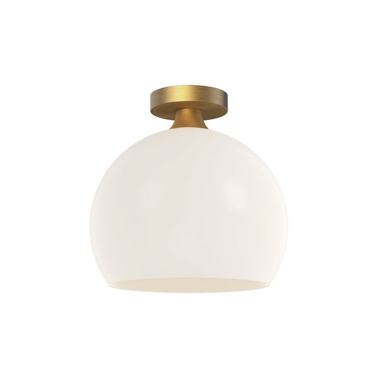 Castilla 12-in Aged Gold/Opal Matte Glass 1 Light Flush Mount by Alora Lighting | FM506312AGOP | Alora Lighting