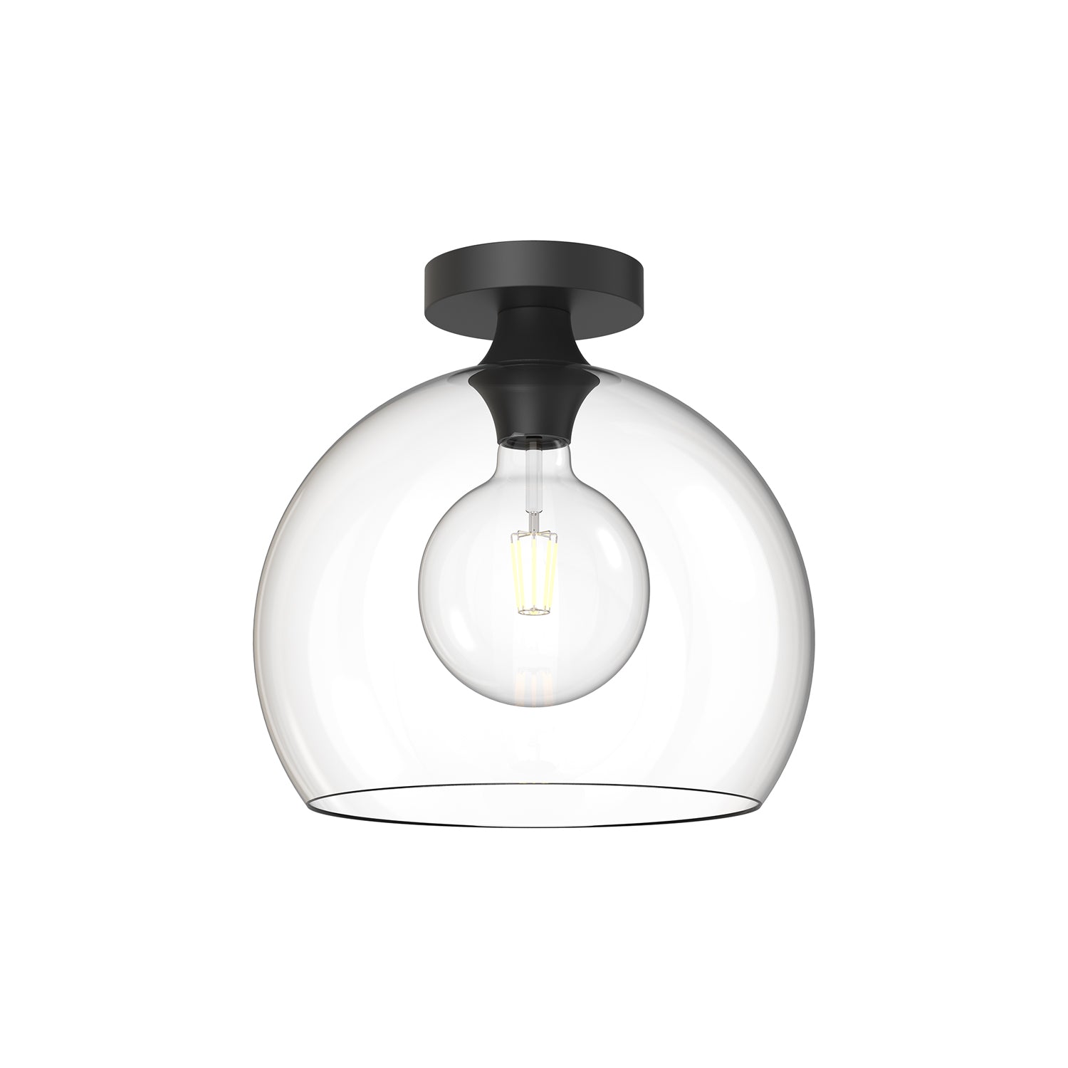 Castilla 12-in Clear Glass/Matte Black 1 Light Flush Mount by Alora Lighting | FM506312MBCL | Alora Lighting