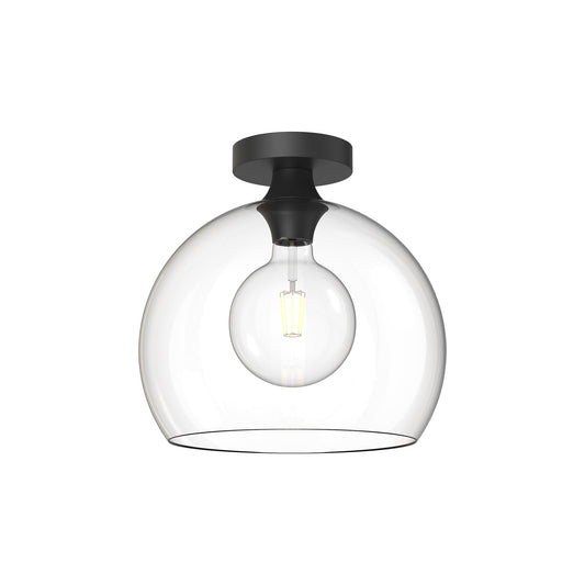 Castilla 12-in Clear Glass/Matte Black 1 Light Flush Mount by Alora Lighting | FM506312MBCL | Alora Lighting