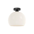 Load image into Gallery viewer, Castilla 12-in Matte Black/Opal Matte Glass 1 Light Flush Mount by Alora Lighting | FM506312MBOP | Alora Lighting

