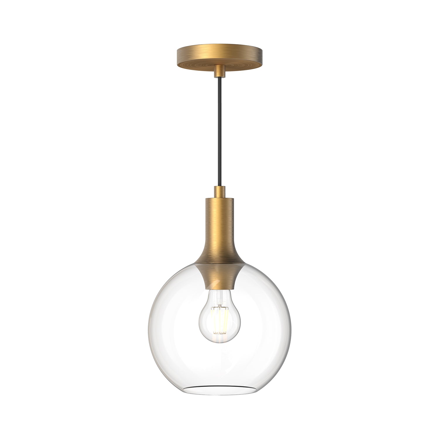 Castilla 8-in Aged Gold/Clear Glass 1 Light Pendant by Alora Lighting | PD506108AGCL | Alora Lighting