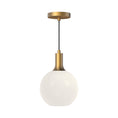 Load image into Gallery viewer, Castilla 8-in Aged Gold/Opal Matte Glass 1 Light Pendant by Alora Lighting | PD506108AGOP | Alora Lighting
