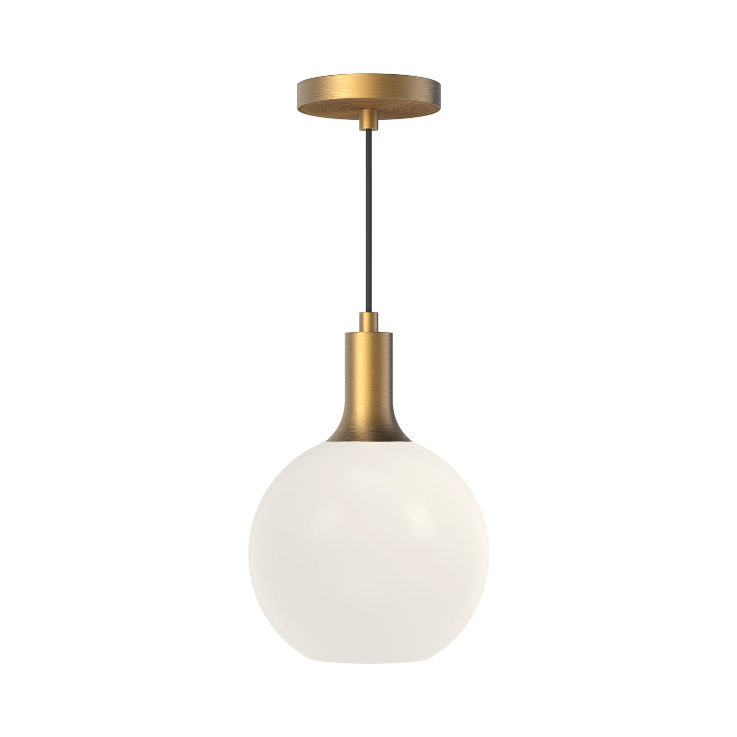 Castilla 8-in Aged Gold/Opal Matte Glass 1 Light Pendant by Alora Lighting | PD506108AGOP | Alora Lighting