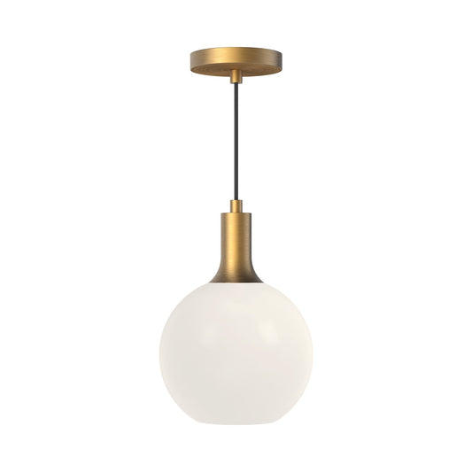 Castilla 8-in Aged Gold/Opal Matte Glass 1 Light Pendant by Alora Lighting | PD506108AGOP | Alora Lighting