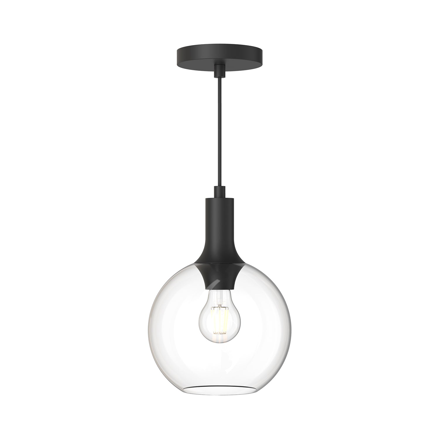 Castilla 8-in Clear Glass/Matte Black 1 Light Pendant by Alora Lighting | PD506108MBCL | Alora Lighting