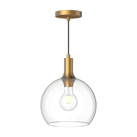 Castilla 10-in Aged Gold/Clear Glass 1 Light Pendant by Alora Lighting | PD506210AGCL | Alora Lighting