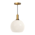 Load image into Gallery viewer, Castilla 10-in Aged Gold/Opal Matte Glass 1 Light Pendant by Alora Lighting | PD506210AGOP | Alora Lighting

