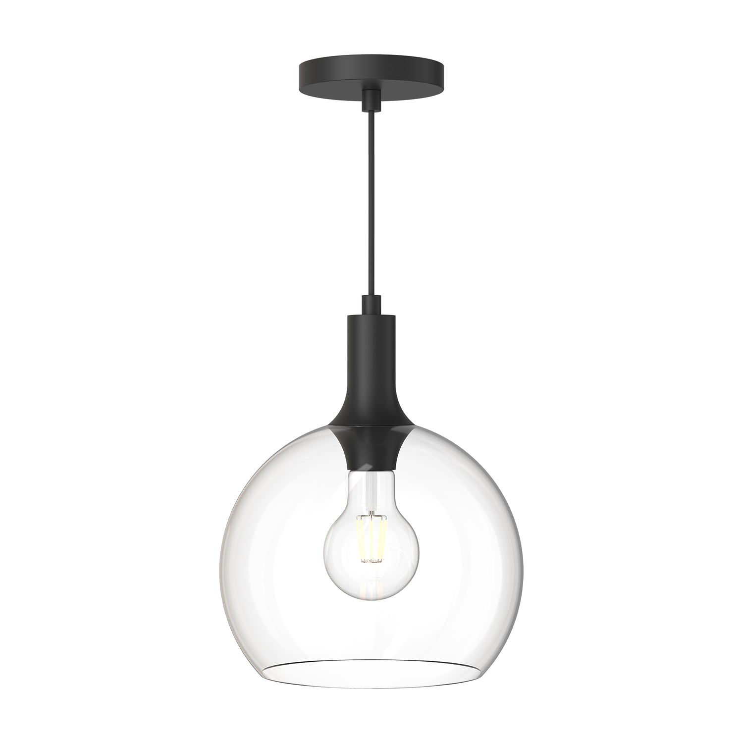 Castilla 10-in Clear Glass/Matte Black 1 Light Pendant by Alora Lighting | PD506210MBCL | Alora Lighting