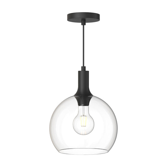 Castilla 10-in Clear Glass/Matte Black 1 Light Pendant by Alora Lighting | PD506210MBCL | Alora Lighting