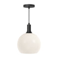 Load image into Gallery viewer, Castilla 10-in Matte Black/Opal Matte Glass 1 Light Pendant by Alora Lighting | PD506210MBOP | Alora Lighting

