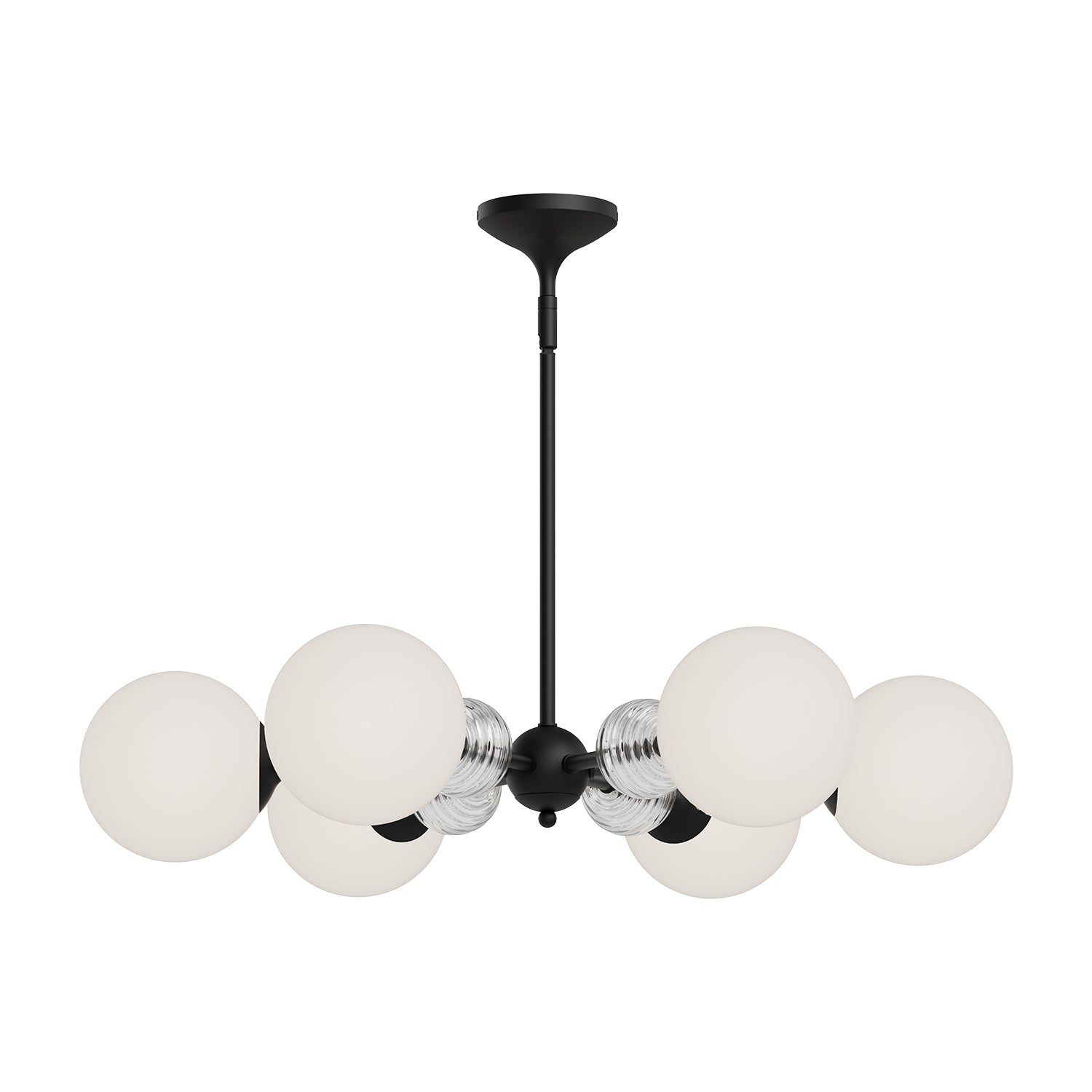 Celia 30-in Matte Black/Opal Glass 6 Lights Chandelier by Alora Lighting | CH415330MBOP | Alora Lighting