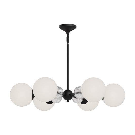 Celia 30-in Matte Black/Opal Glass 6 Lights Chandelier by Alora Lighting | CH415330MBOP | Alora Lighting