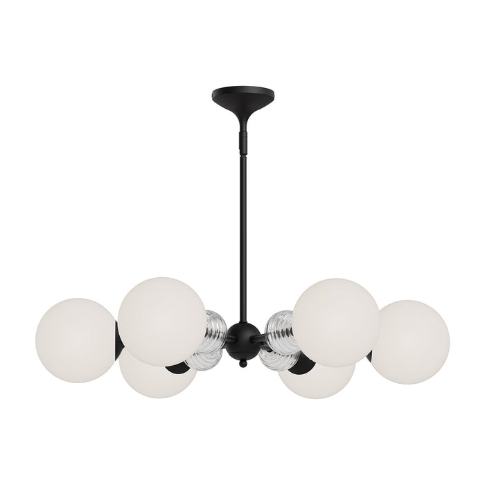 Celia 30-in Matte Black/Opal Glass 6 Lights Chandelier by Alora Lighting | CH415330MBOP | Alora Lighting