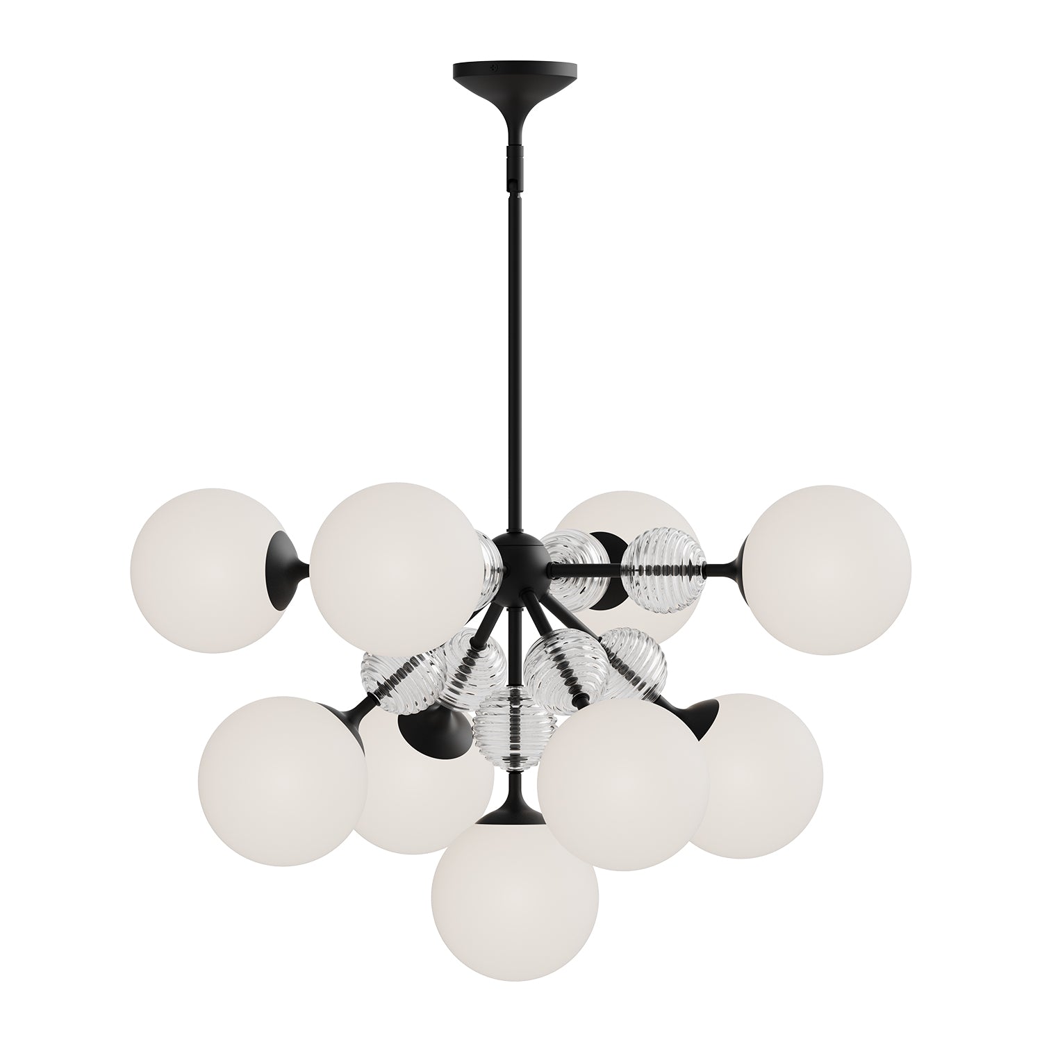 Celia 31-in Matte Black/Opal Glass 9 Lights Chandelier by Alora Lighting | CH415331MBOP | Alora Lighting