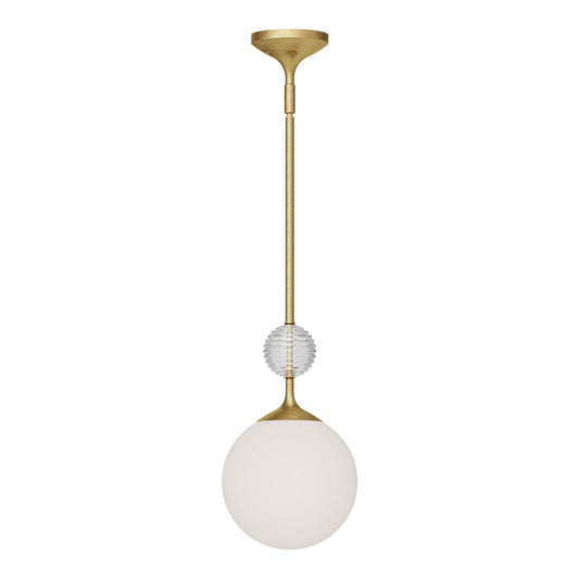 Celia 8-in Brushed Gold/Opal Glass 1 Light Pendant by Alora Lighting | PD415308BGOP | Alora Lighting