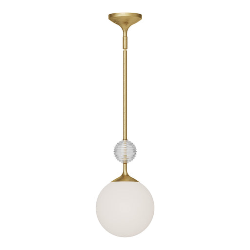 Celia 8-in Brushed Gold/Opal Glass 1 Light Pendant by Alora Lighting | PD415308BGOP | Alora Lighting