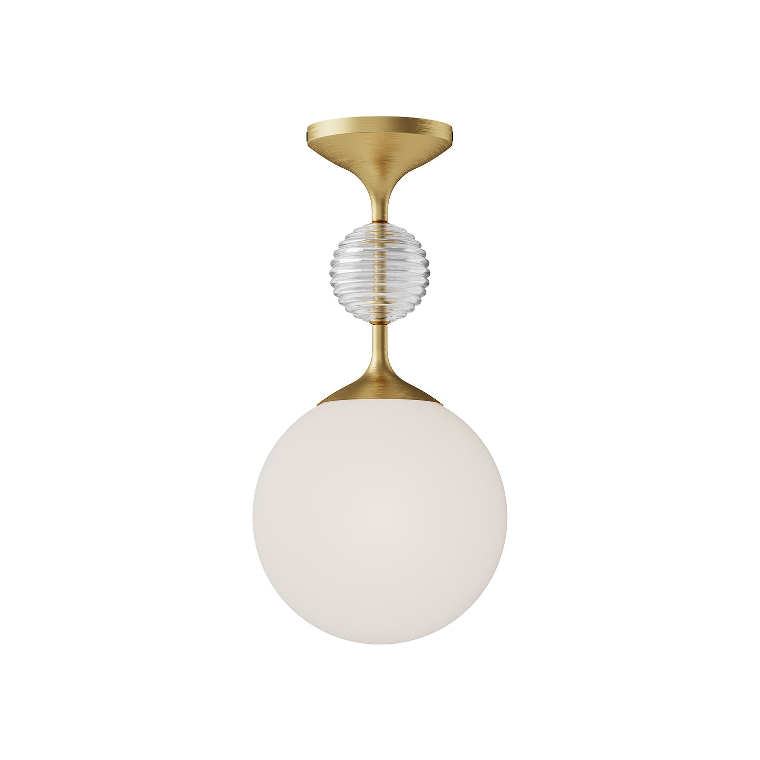 Celia 8-in Brushed Gold/Opal Glass 1 Light Semi Flush Mount by Alora Lighting | SF415308BGOP | Alora Lighting