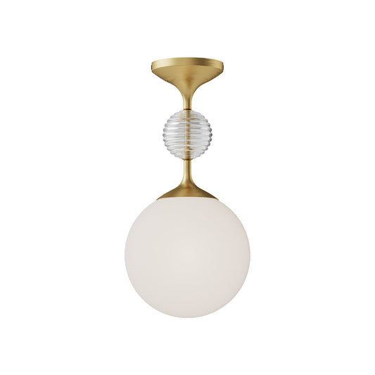 Celia 8-in Brushed Gold/Opal Glass 1 Light Semi Flush Mount by Alora Lighting | SF415308BGOP | Alora Lighting