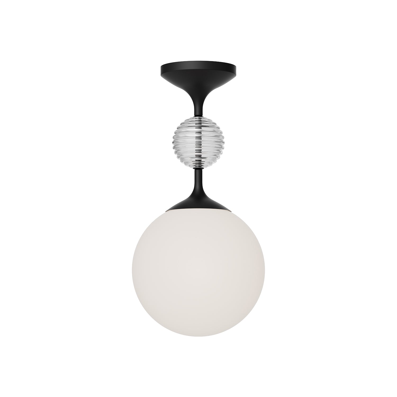 Celia 8-in Matte Black/Opal Glass 1 Light Semi Flush Mount by Alora Lighting | SF415308MBOP | Alora Lighting