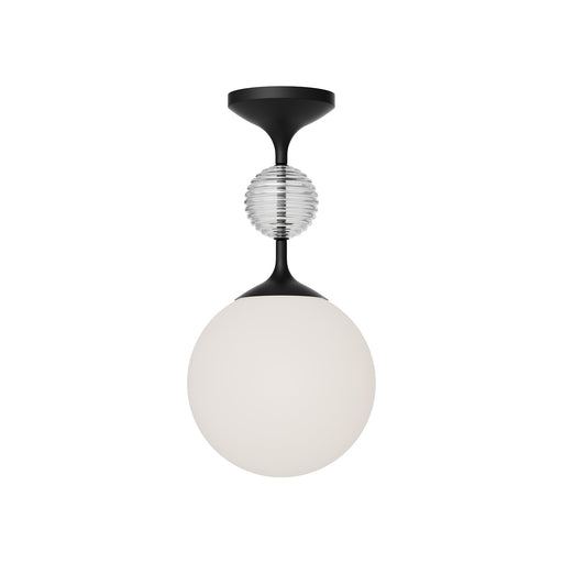 Celia 8-in Matte Black/Opal Glass 1 Light Semi Flush Mount by Alora Lighting | SF415308MBOP | Alora Lighting
