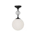 Celia 8-in Matte Black/Opal Glass 1 Light Semi Flush Mount by Alora Lighting | SF415308MBOP | Alora Lighting