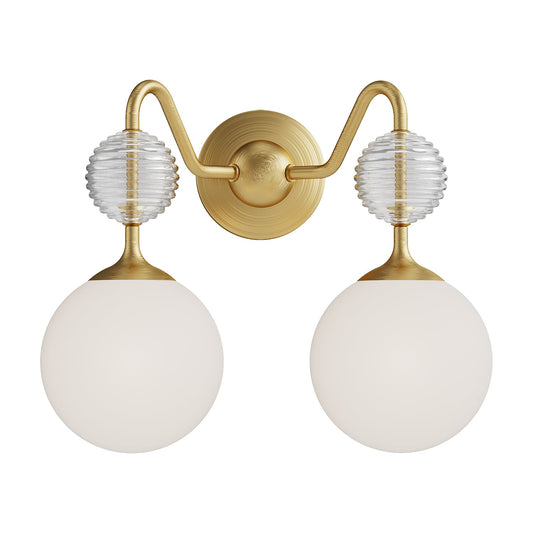 Celia 15-in Brushed Gold/Opal Glass 2 Lights Vanity by Alora Lighting | VL415315BGOP | Alora Lighting
