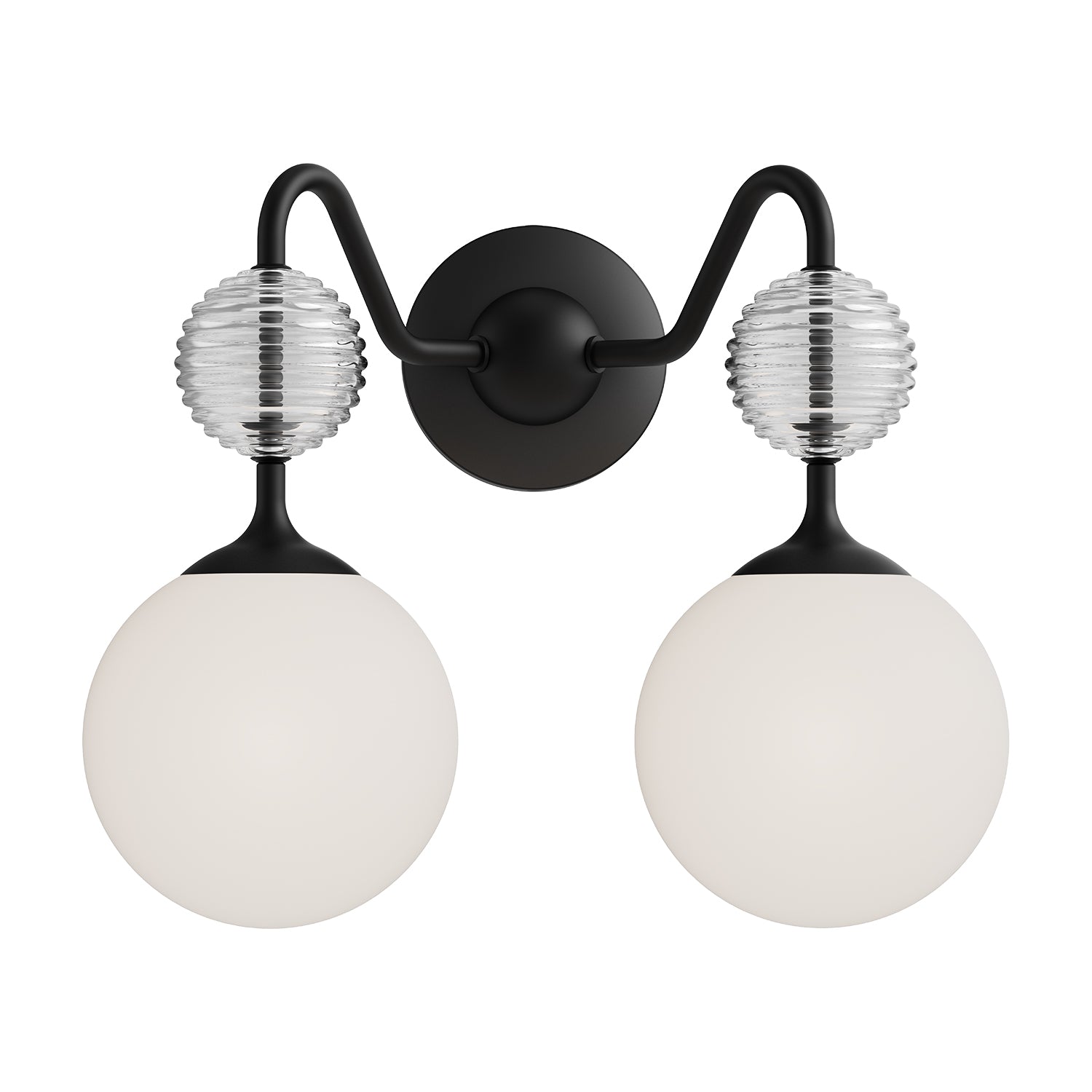 Celia 15-in Matte Black/Opal Glass 2 Lights Vanity by Alora Lighting | VL415315MBOP | Alora Lighting