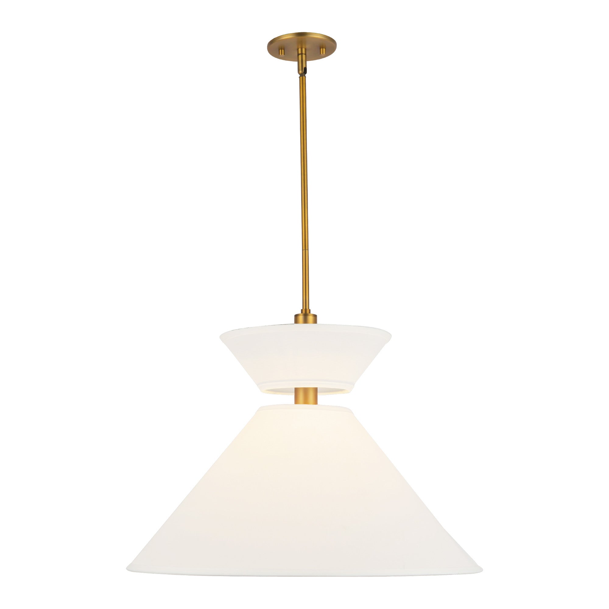 Chapelle 22-in Aged Gold/White Linen 1 Light Pendant by Alora Lighting | PD543022AGWL | Alora Lighting