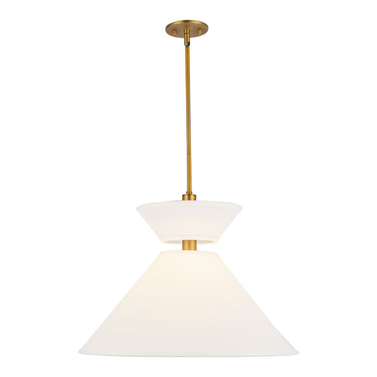 Chapelle 22-in Aged Gold/White Linen 1 Light Pendant by Alora Lighting | PD543022AGWL | Alora Lighting