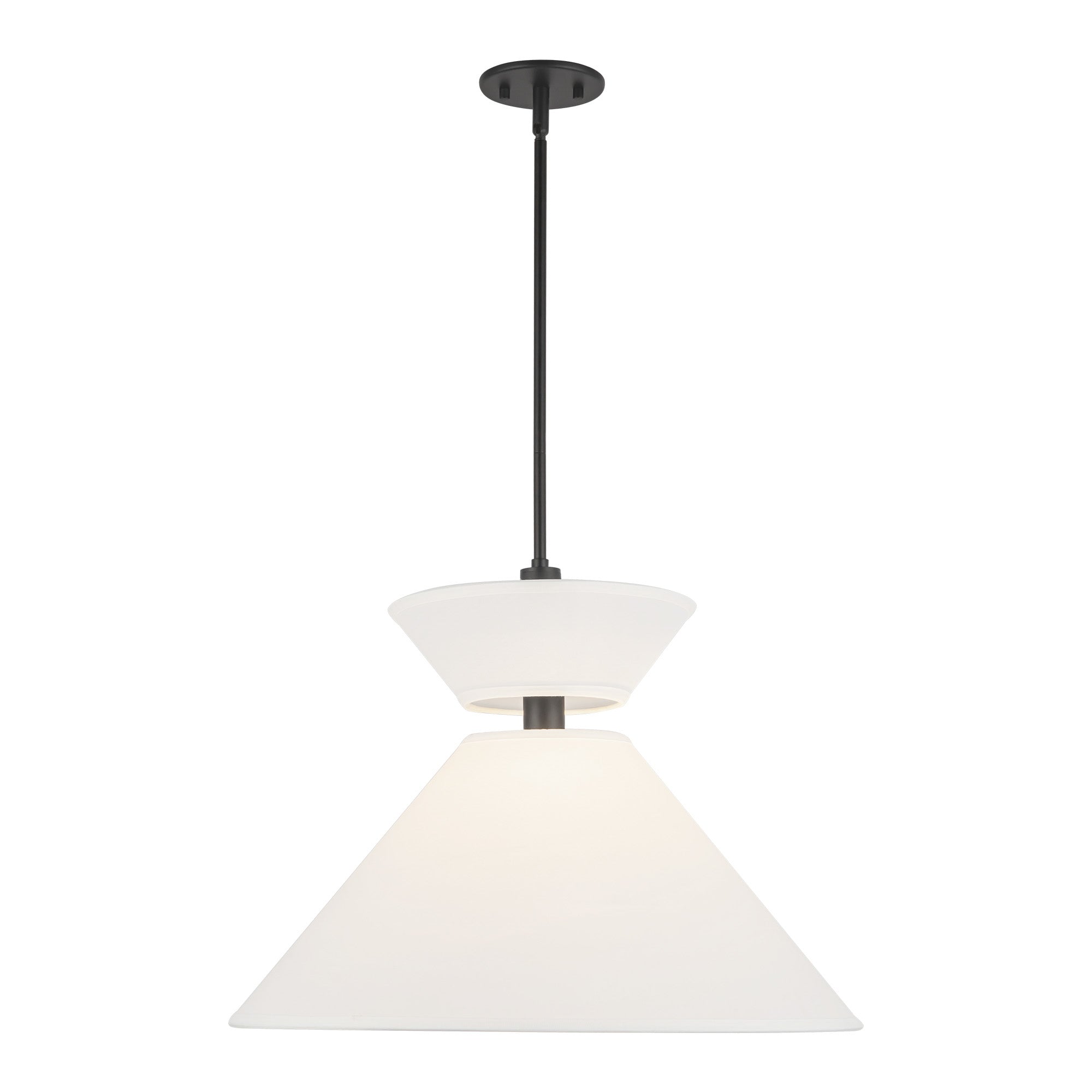 Chapelle 22-in Matte Black/White Linen 1 Light Pendant by Alora Lighting | PD543022MBWL | Alora Lighting