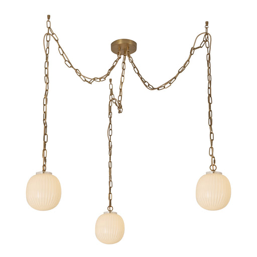 Cherise Brushed Gold/Glossy Ribbed Opal Glass Socket 7-in Multi Pendant by Alora Lighting | MP579707BGGR | Alora Lighting