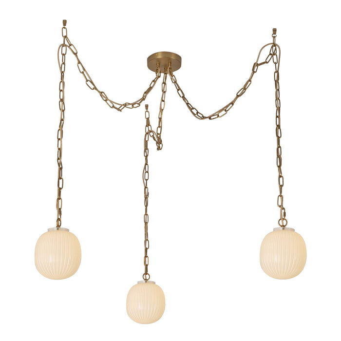 Cherise Brushed Gold/Glossy Ribbed Opal Glass Socket 7-in Multi Pendant by Alora Lighting | MP579707BGGR | Alora Lighting