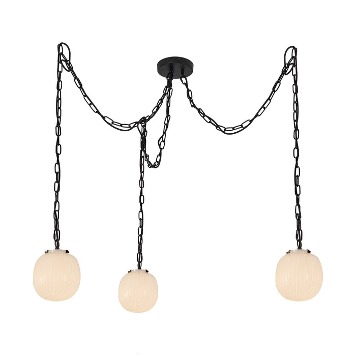 Cherise Matte Black/Glossy Ribbed Opal Glass Socket 7-in Multi Pendant by Alora Lighting | MP579707MBGR | Alora Lighting