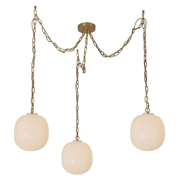 Cherise Brushed Gold/Glossy Ribbed Opal Glass Socket 12-in Multi Pendant by Alora Lighting | MP579712BGGR | Alora Lighting