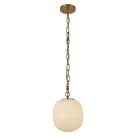 Cherise 12-in Brushed Gold/Glossy Ribbed Opal Glass Socket Pendant by Alora Lighting | PD579112BGGR | Alora Lighting