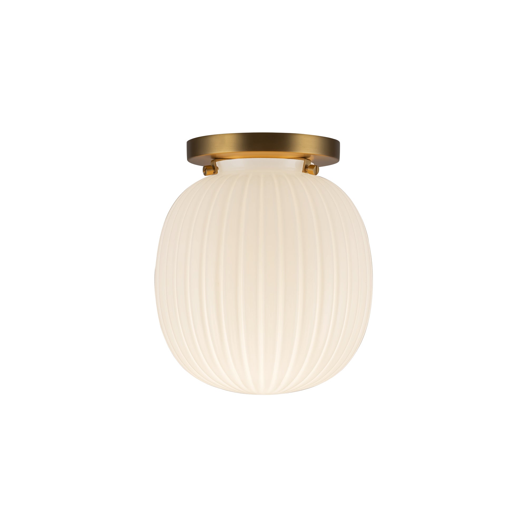Cherise 7-in Brushed Gold/Glossy Ribbed Opal Glass Socket Semi-Flush Mount by Alora Lighting | SF579107BGGR | Alora Lighting