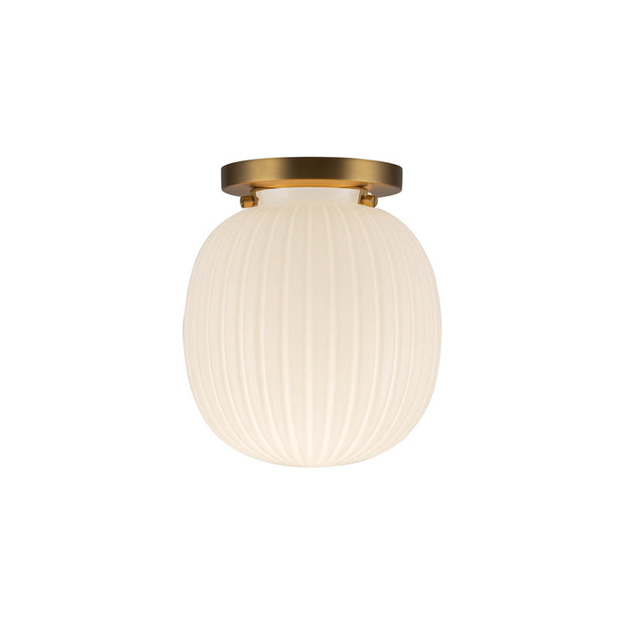 Cherise 7-in Brushed Gold/Glossy Ribbed Opal Glass Socket Semi-Flush Mount by Alora Lighting | SF579107BGGR | Alora Lighting