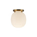 Cherise 7-in Brushed Gold/Glossy Ribbed Opal Glass Socket Semi-Flush Mount by Alora Lighting | SF579107BGGR | Alora Lighting