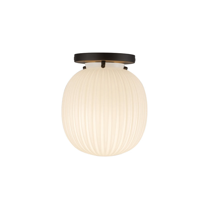 Cherise 7-in Matte Black/Glossy Ribbed Opal Glass Socket Semi-Flush Mount by Alora Lighting | SF579107MBGR | Alora Lighting