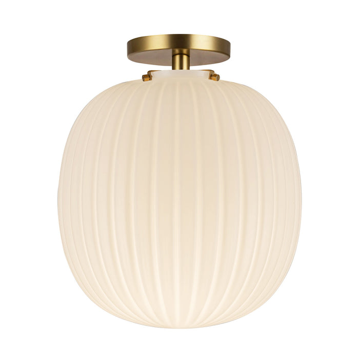 Cherise 12-in Brushed Gold/Glossy Ribbed Opal Glass Socket Semi-Flush Mount by Alora Lighting | SF579112BGGR | Alora Lighting